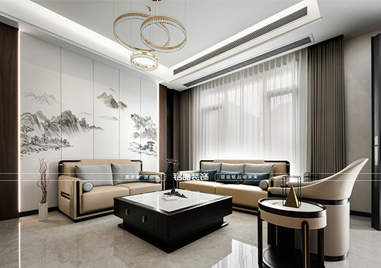 义乌装修别墅 399平新中式风 四室两厅装修案例